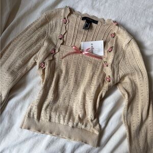 FOREVER 21 Knit Rose Long Sleeve Coquette | XS